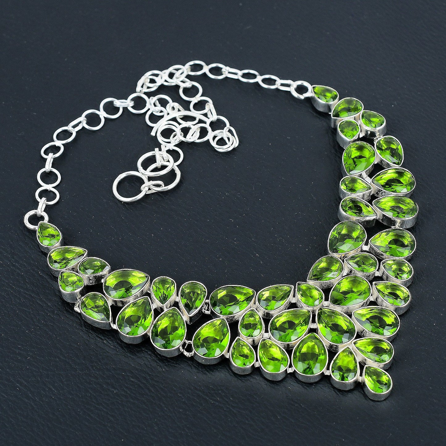 Green Peridot Sterling Silver Necklace