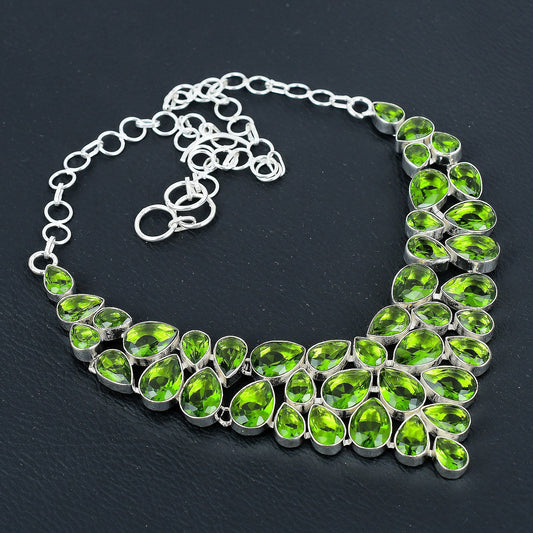 Green Peridot Sterling Silver Necklace