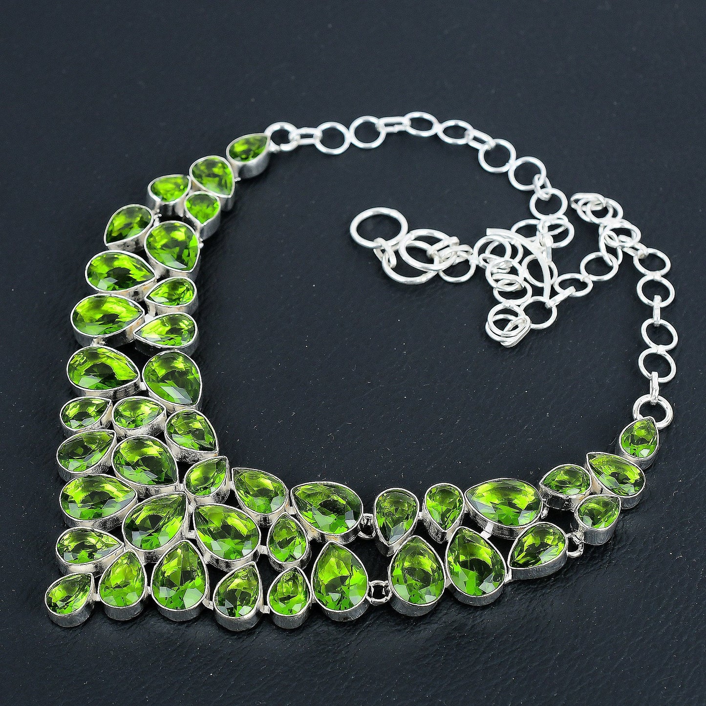 Green Peridot Sterling Silver Necklace