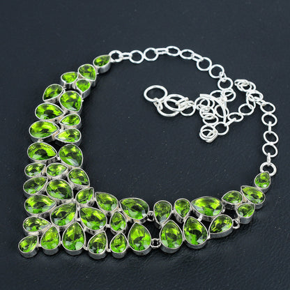 Green Peridot Sterling Silver Necklace