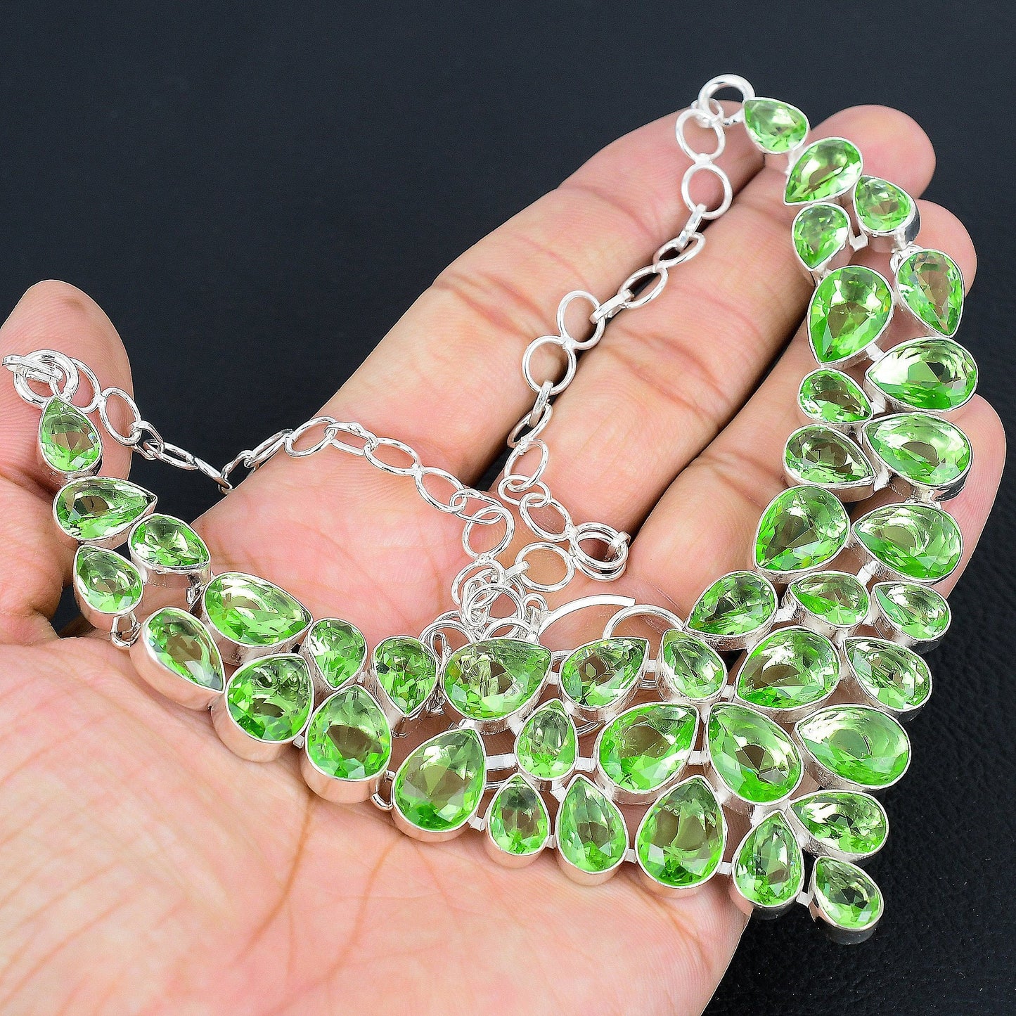 Green Chrysolite Silver Necklace