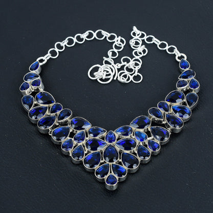 Blue Sapphire Gemstone Sterling Silver Necklace