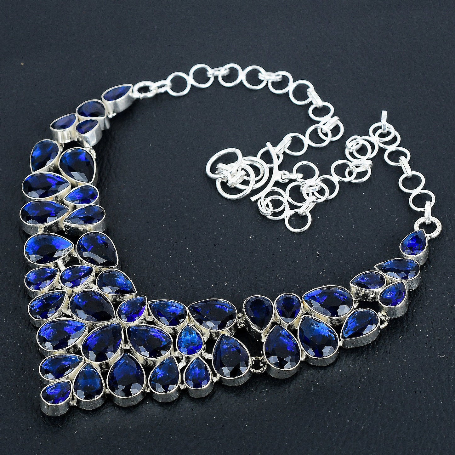Blue Sapphire Gemstone Sterling Silver Necklace