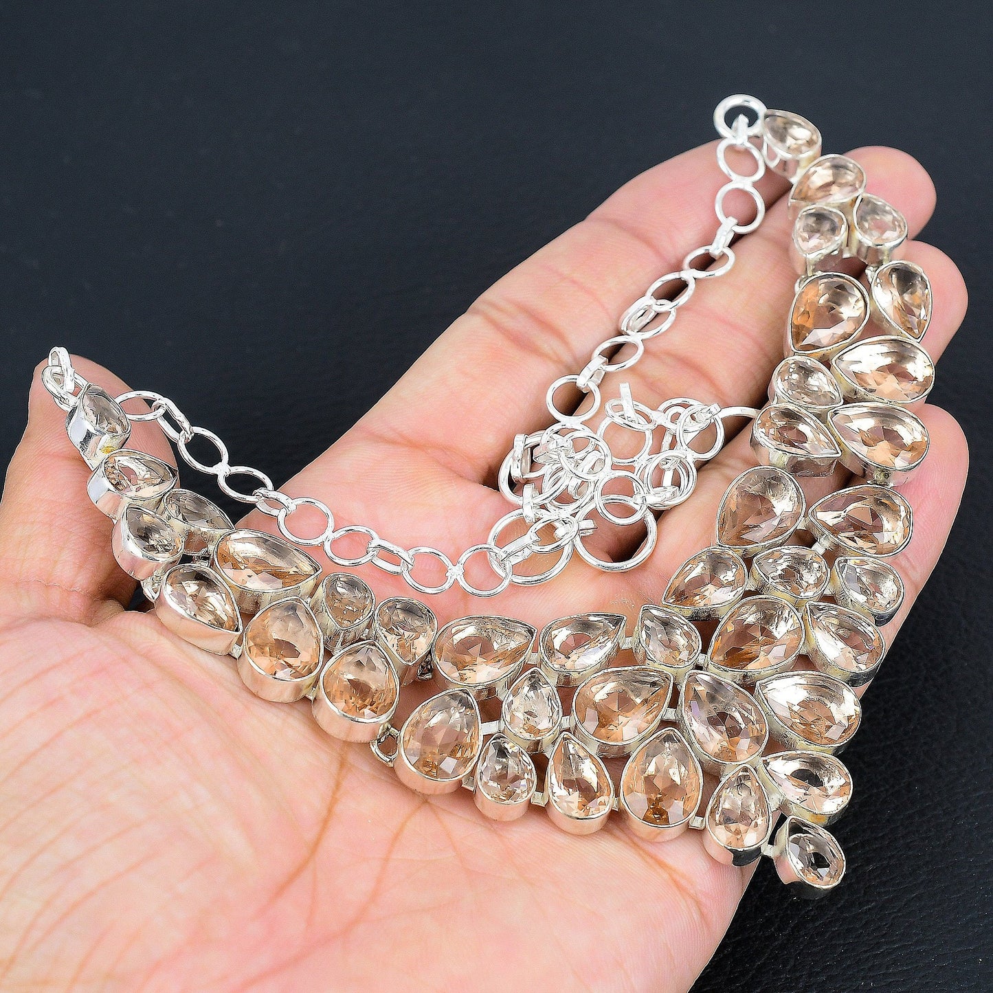 Peach Morganite Sterling Silver Necklace
