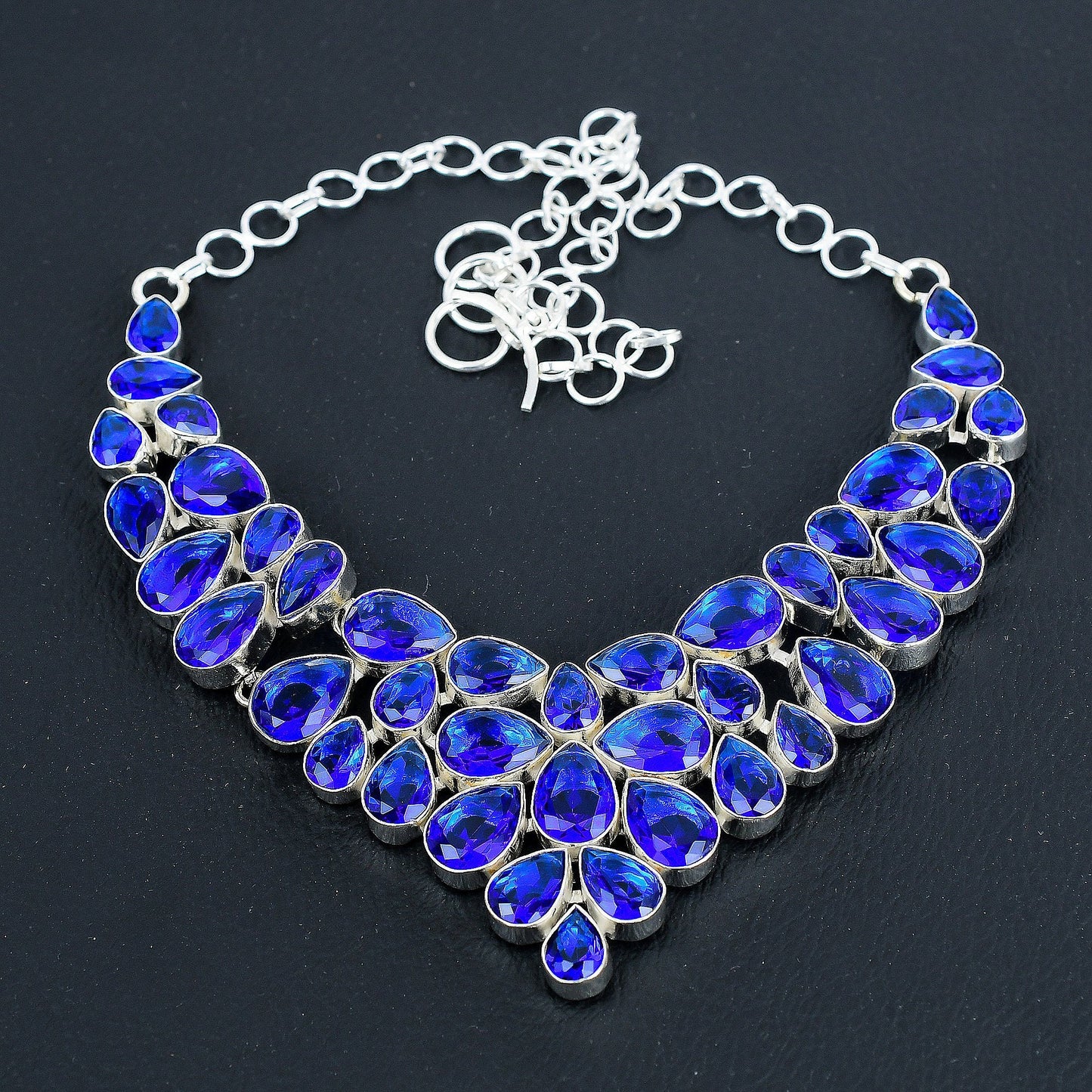 London Blue Topaz & Sapphire Silver Necklace