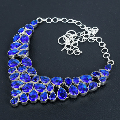 London Blue Topaz & Sapphire Silver Necklace
