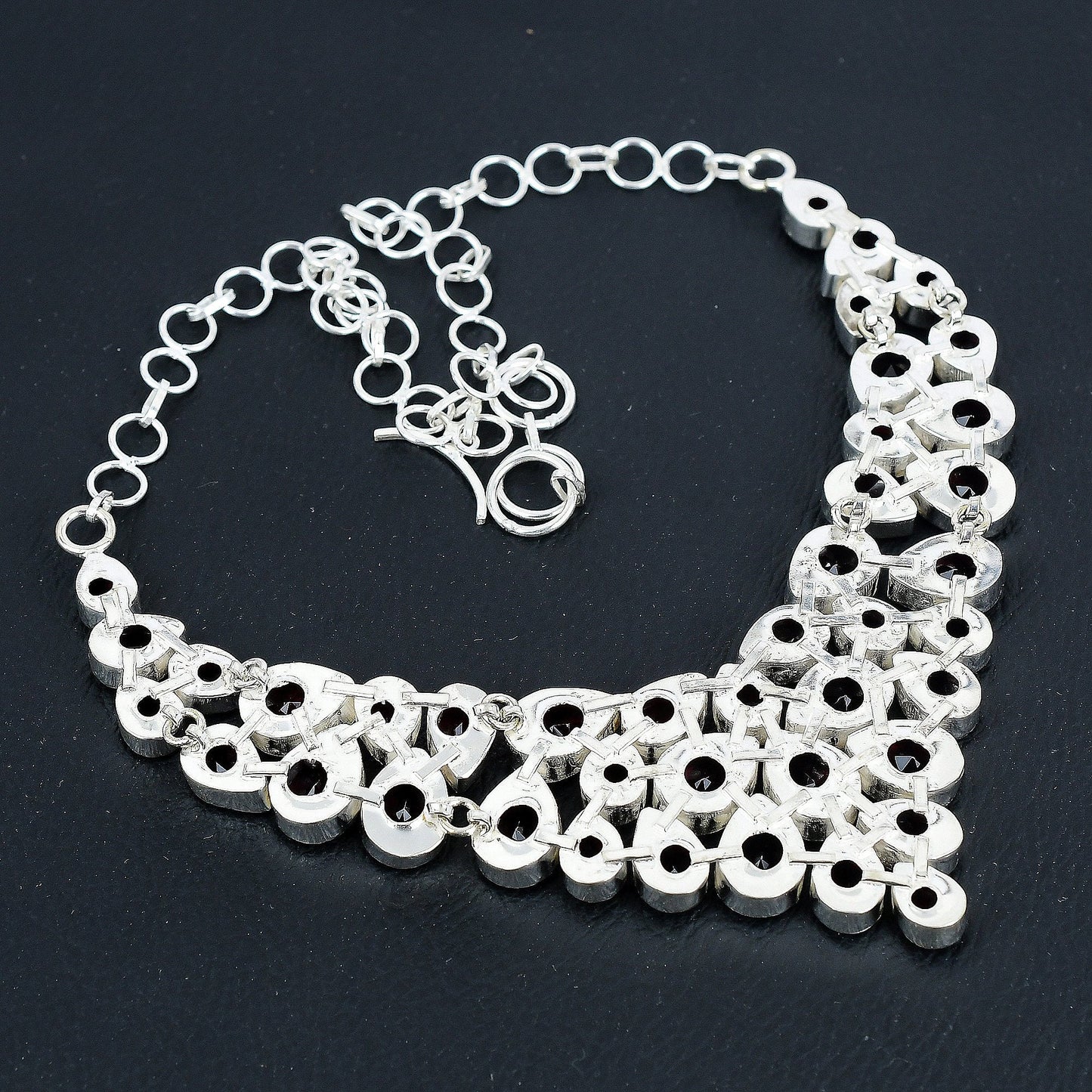 Red Garnet & Morganite Sterling Silver Necklace