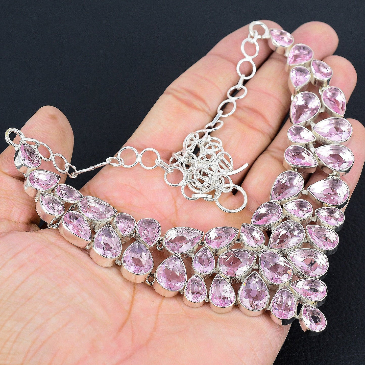 Pink Kunzite Sterling Silver Necklace