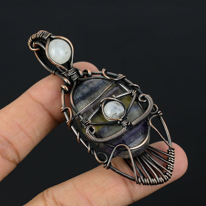 Green Purple Fluorite Gemstone Pendant
