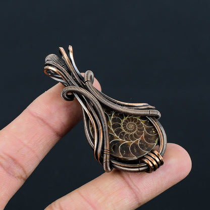 Copper Ammonite Gemstone Pendant