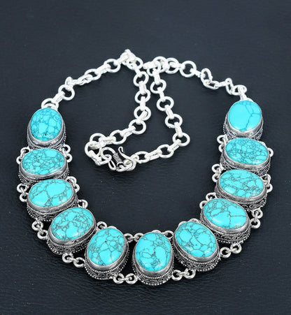 Turquoise Gemstone Necklace & Bracelet Set