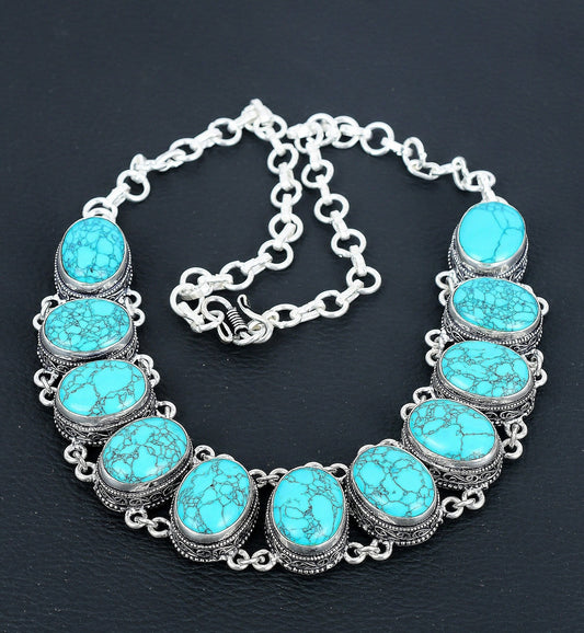 Turquoise Gemstone Necklace & Bracelet Set