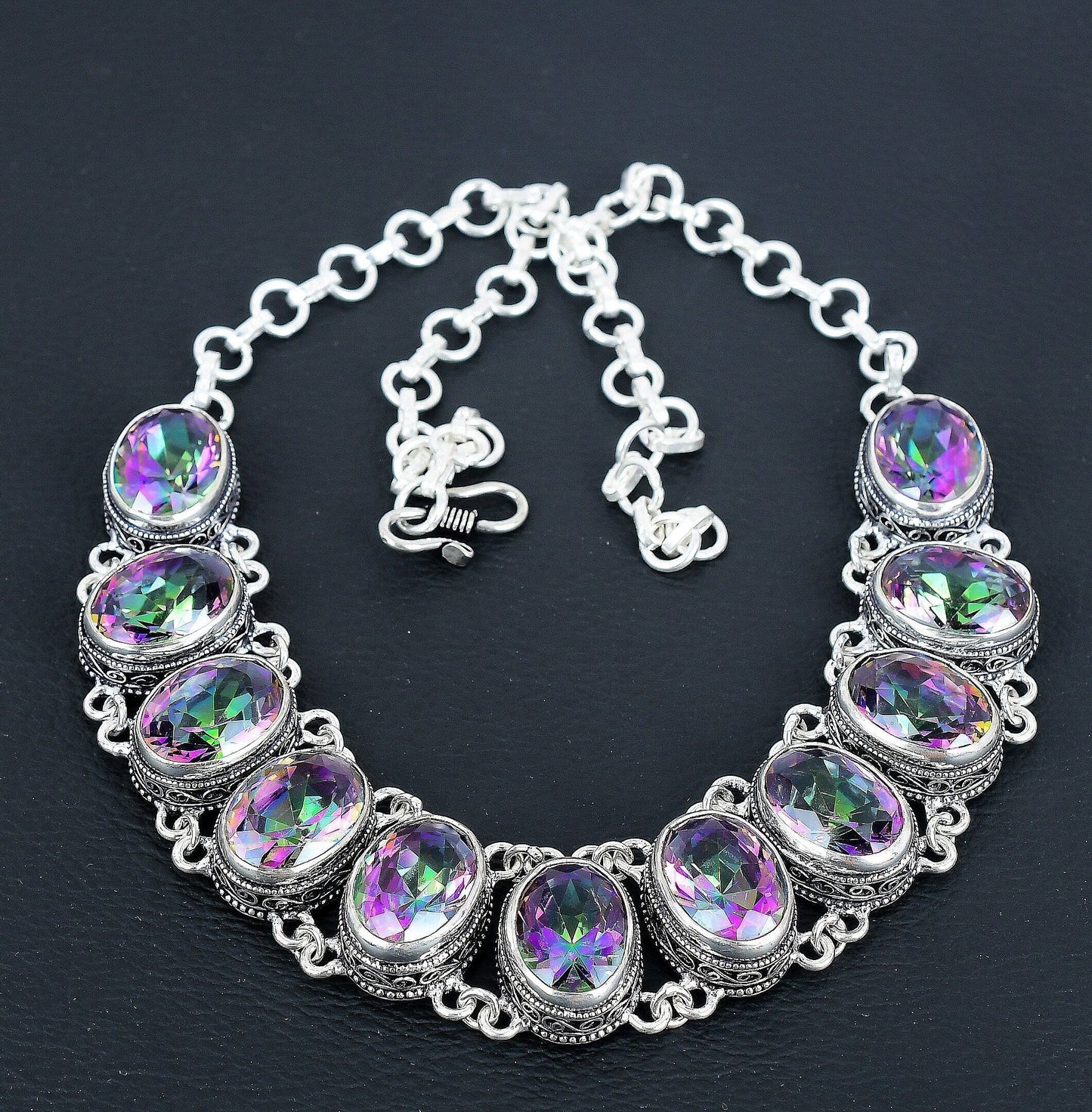 Mystic Rainbow Topaz Sterling Silver Necklace & Bracelet Set