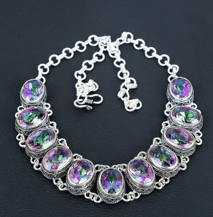Mystic Rainbow Topaz Sterling Silver Necklace & Bracelet Set