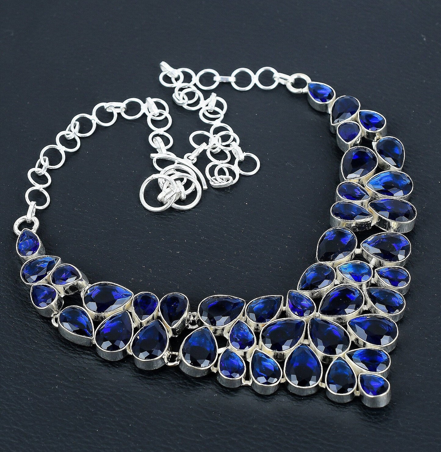 Blue Sapphire Gemstone Sterling Silver Necklace