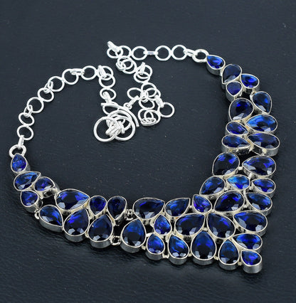Blue Sapphire Gemstone Sterling Silver Necklace