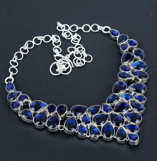 Blue Sapphire Gemstone Sterling Silver Necklace