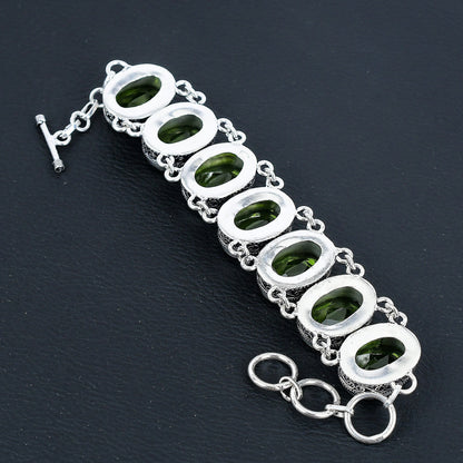 Green Peridot Gemstone Necklace & Bracelet Set