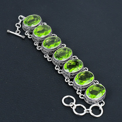 Green Peridot Gemstone Necklace & Bracelet Set