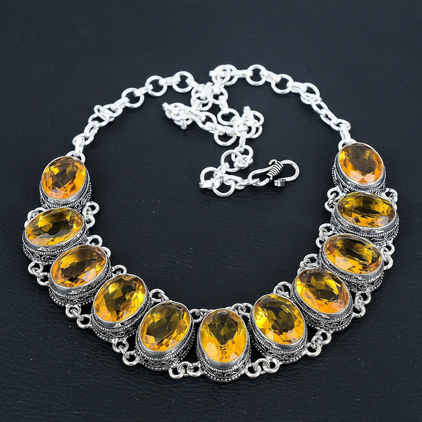 Yellow Citrine Gemstone Necklace & Bracelet Set