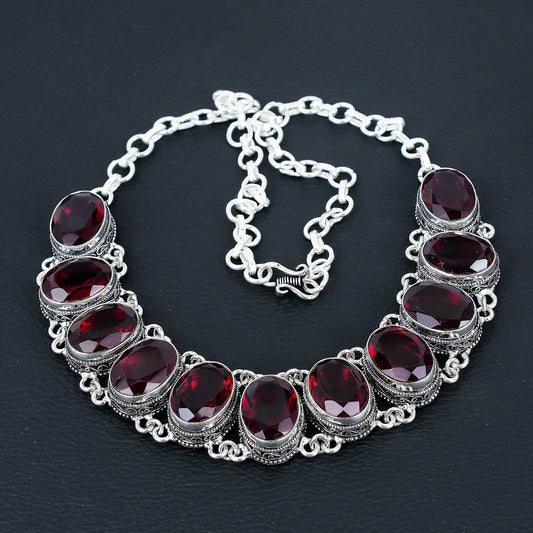 Red Garnet Gemstone Necklace & Bracelet Set