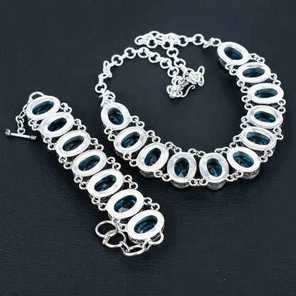 Swiss Blue Topaz Necklace & Bracelet Set