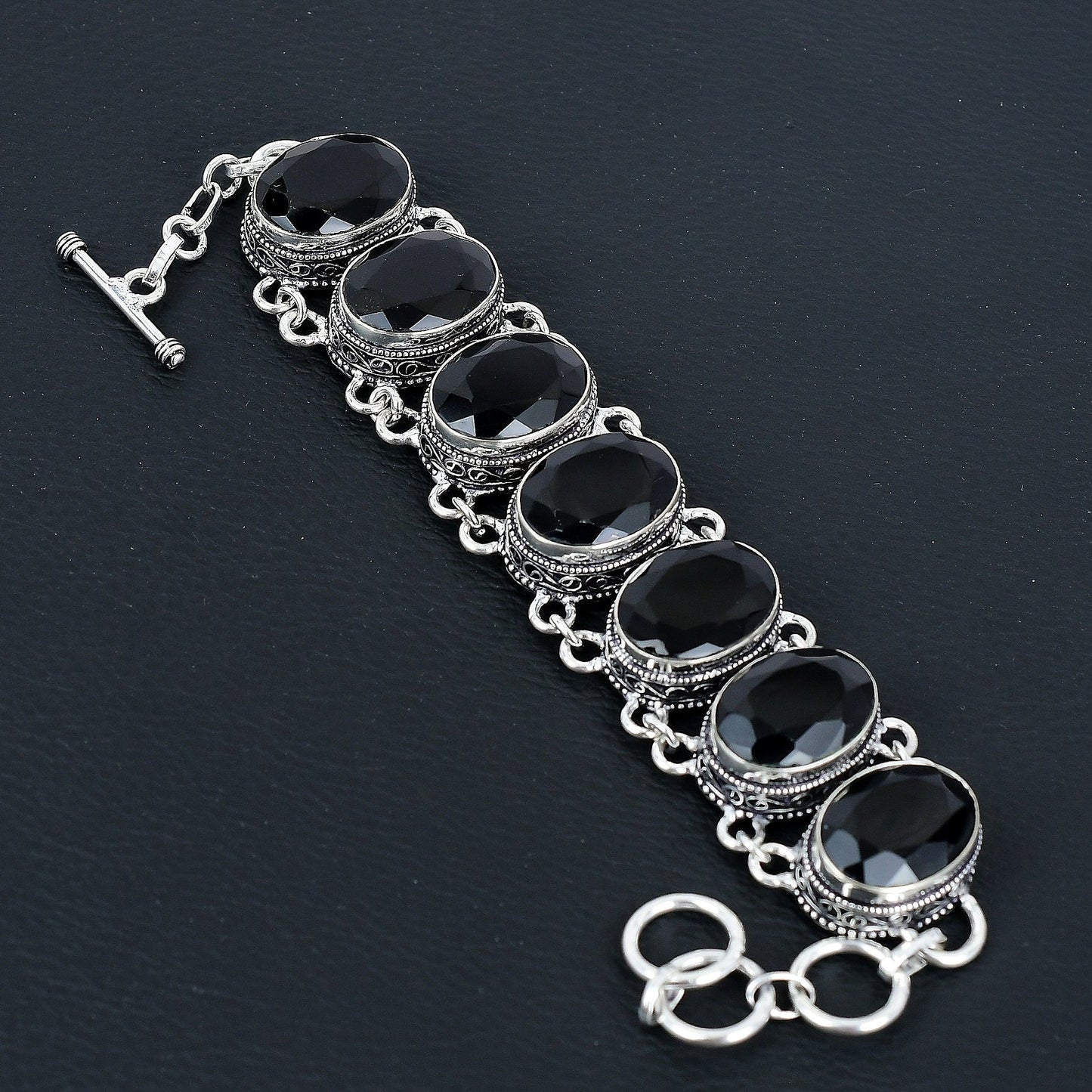 Black Spinel Sterling Silver Necklace & Bracelet Set