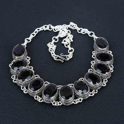 Black Spinel Sterling Silver Necklace & Bracelet Set