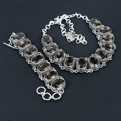 Smoky Topaz Sterling Silver Jewelry Set
