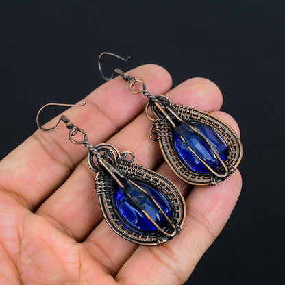 London Blue Topaz Gemstone Copper Earrings