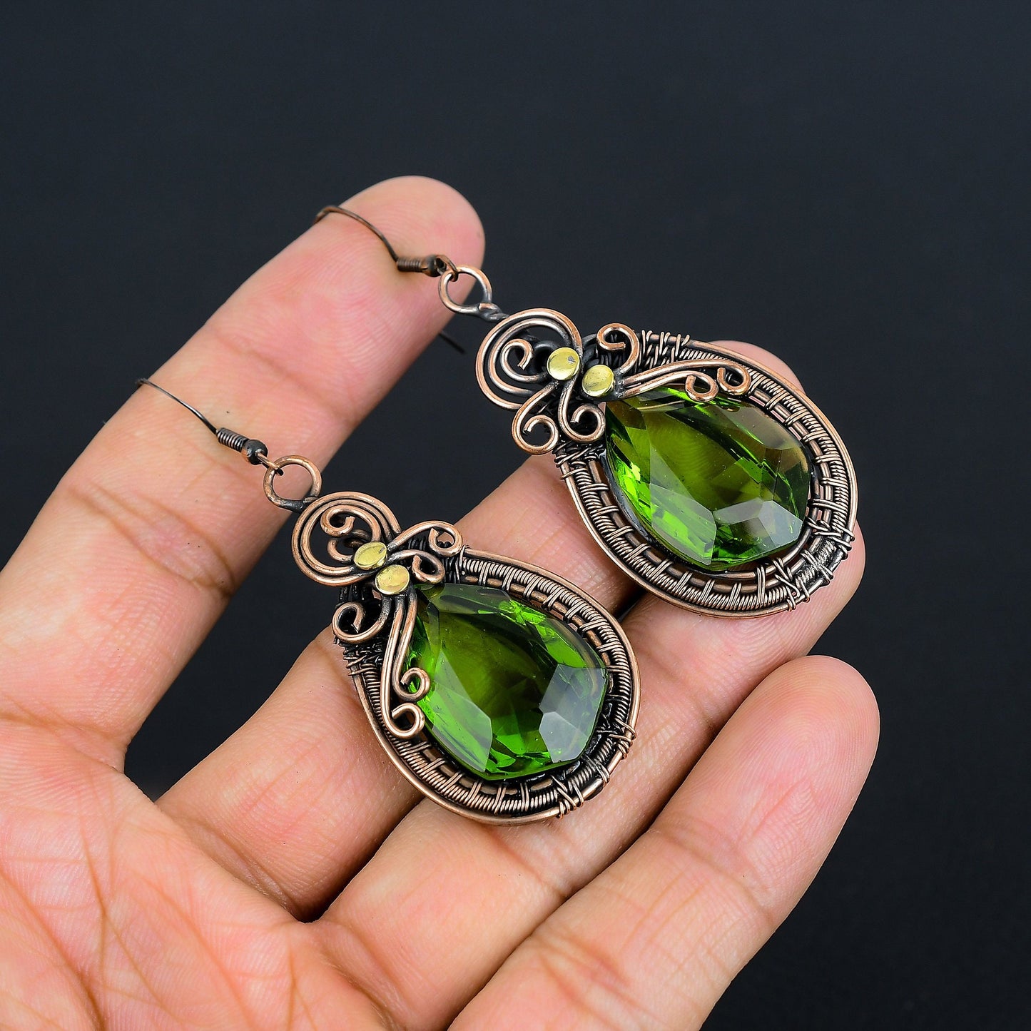 Green Peridot Gemstone Earrings