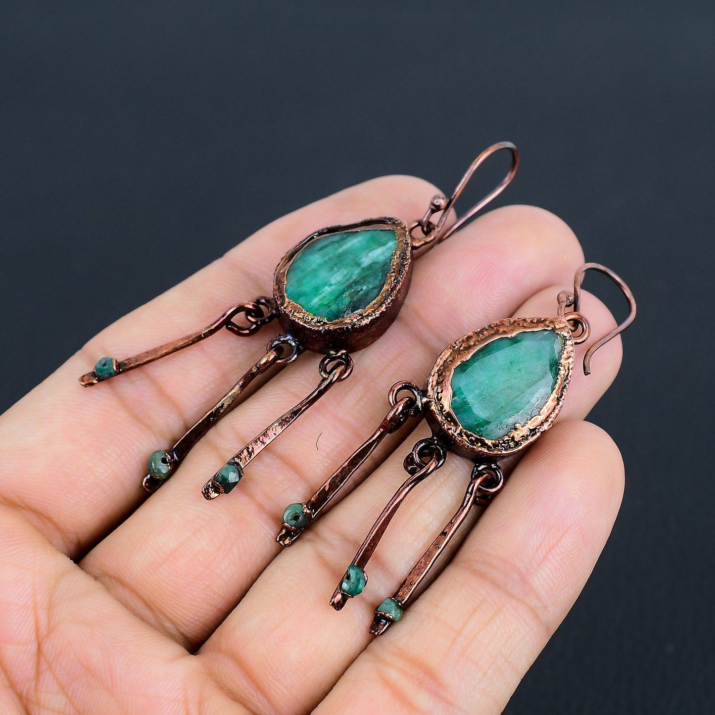 Green Emerald Gemstone Earrings