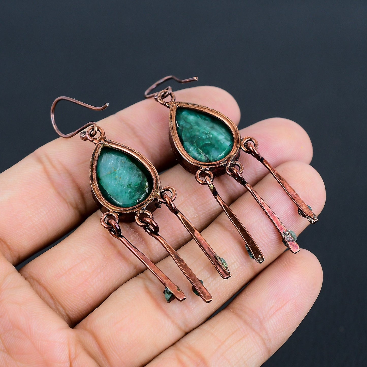 Green Emerald Gemstone Earrings