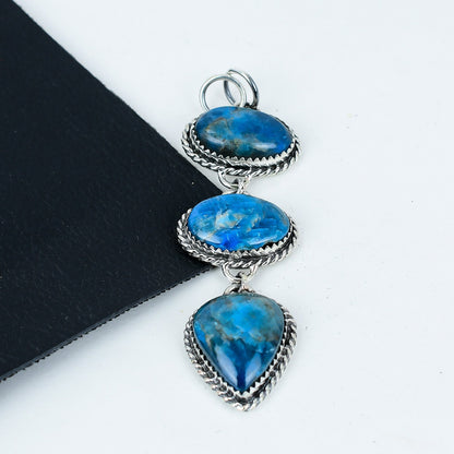 Blue Apatite Gemstone Pendant Necklace