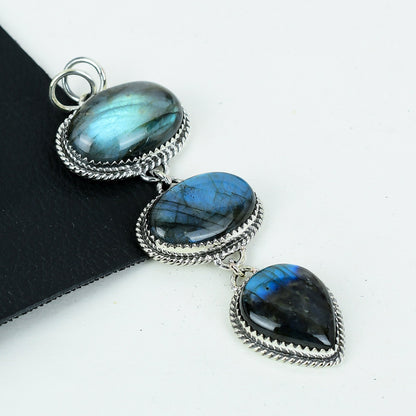 Blue Labradorite Gemstone Pendant Necklace