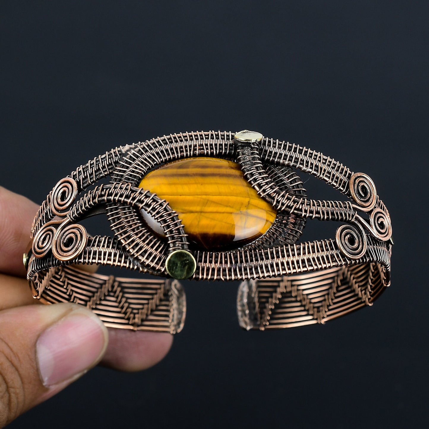 Brown Tiger Eye Gemstone Cuff Bracelet