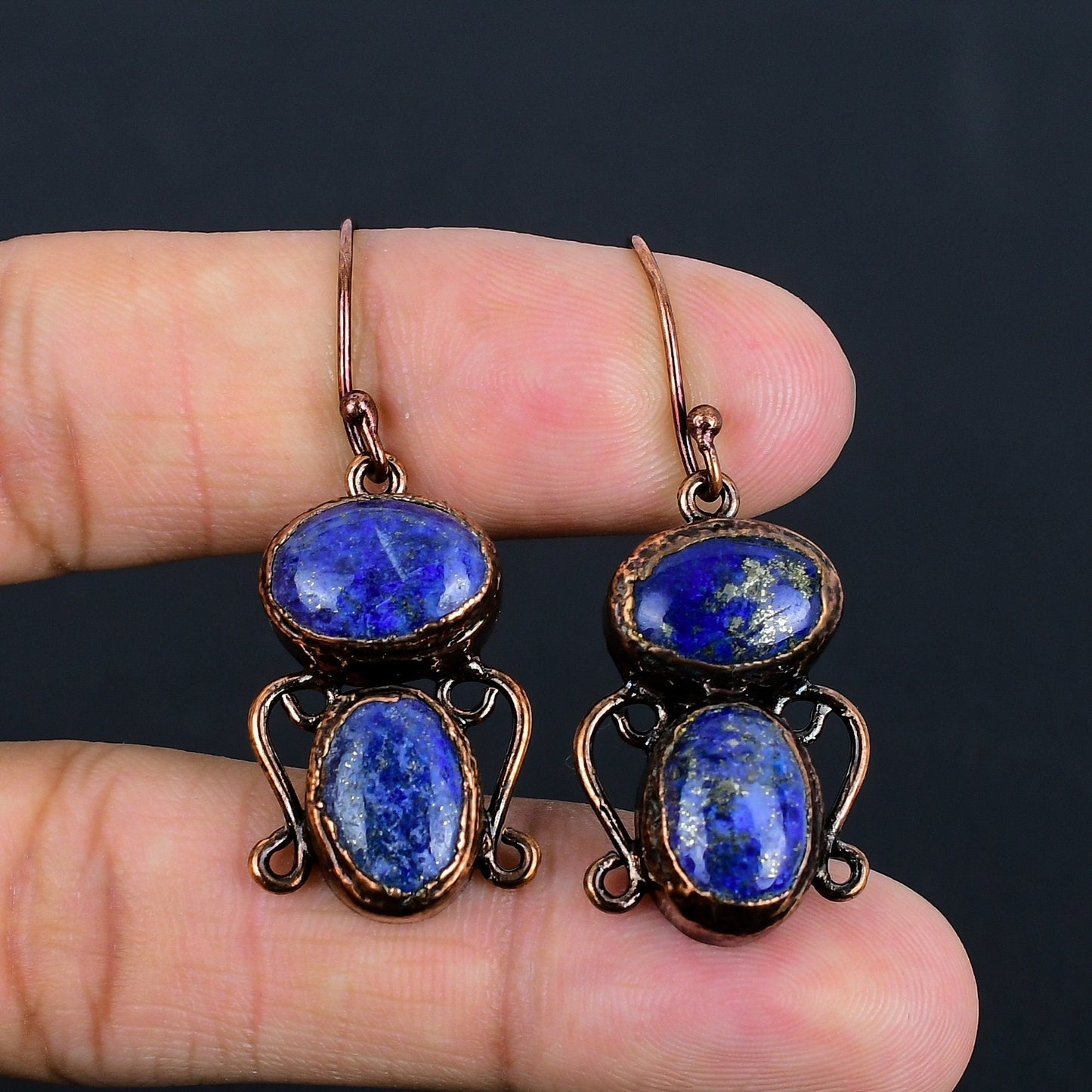 Blue Lapis Lazuli Gemstone Earrings