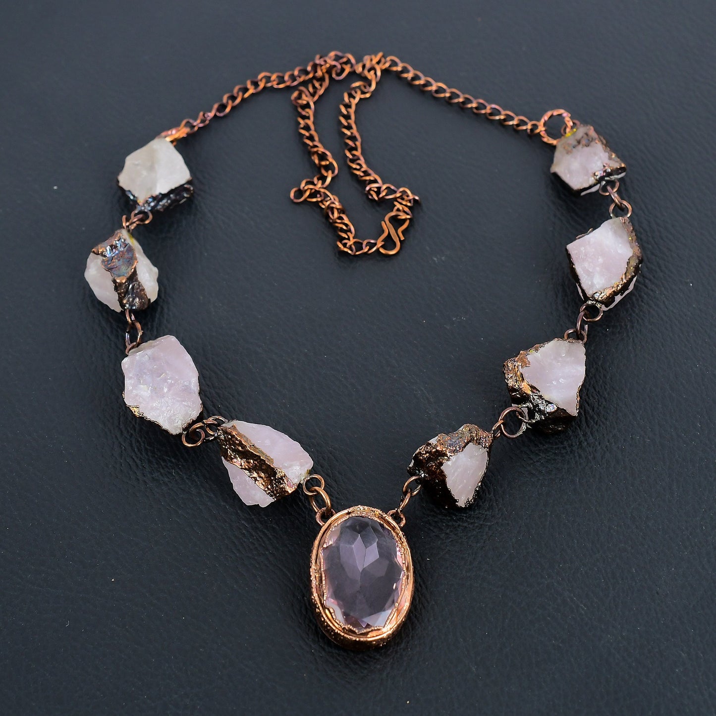 Pink Kunzite & Rose Quartz Gemstone Necklace