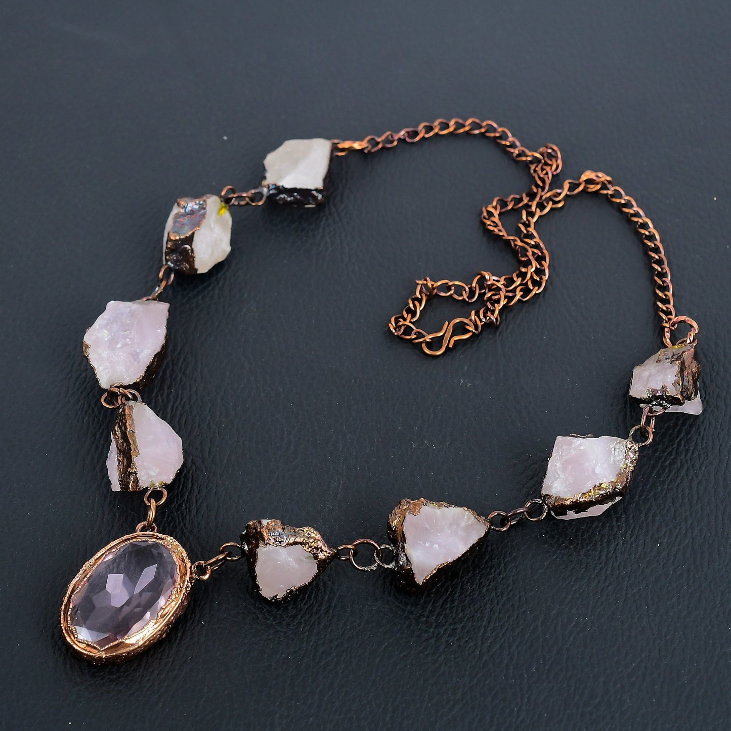 Pink Kunzite & Rose Quartz Gemstone Necklace