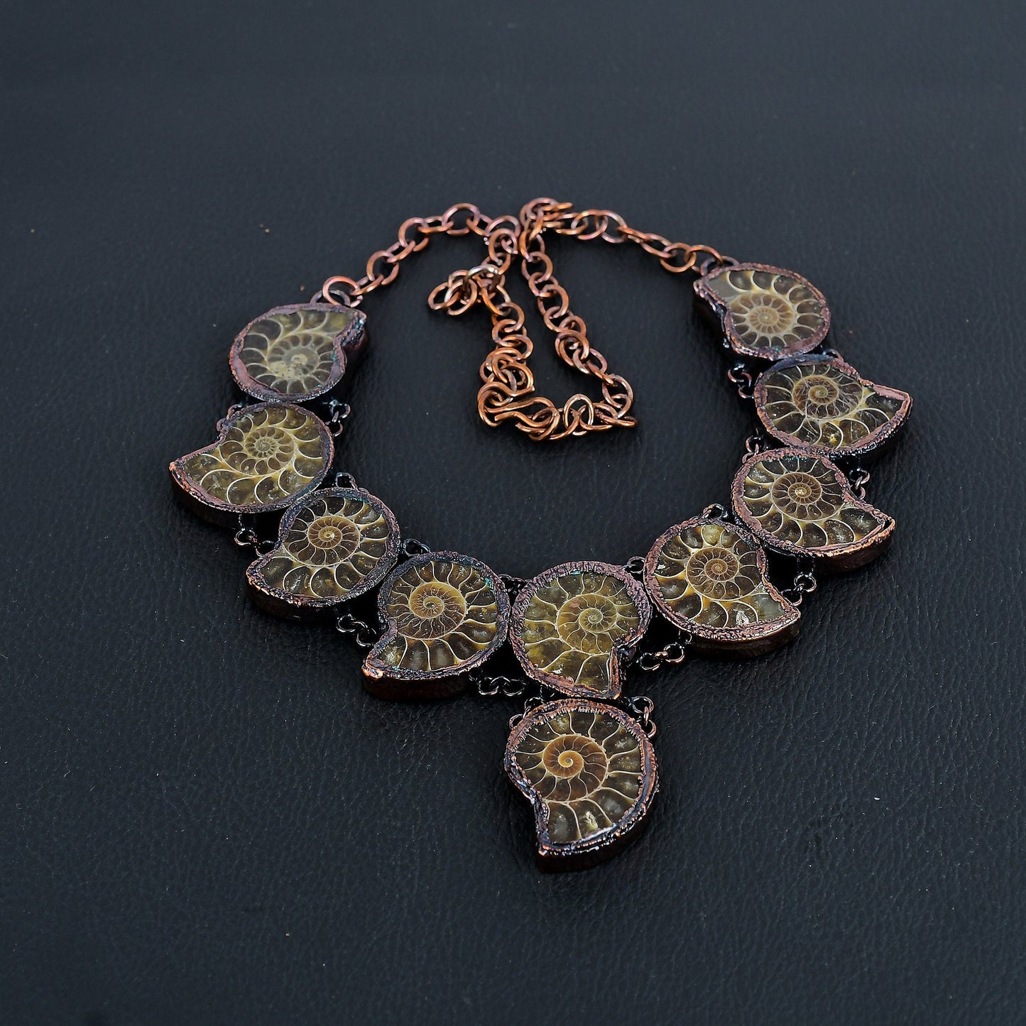 Copper Ammonite Gemstone Necklace