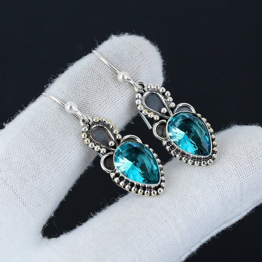 Blue Topaz Gemstone Earrings