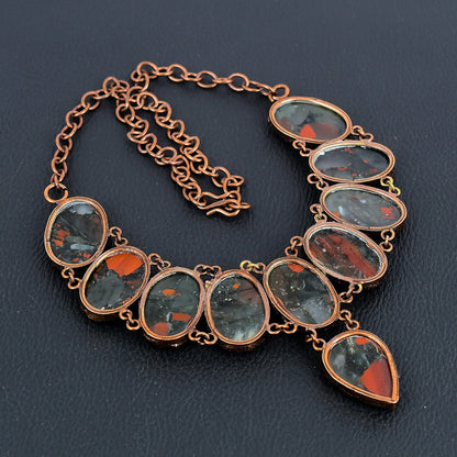 Dark Green Bloodstone Gemstone Necklace