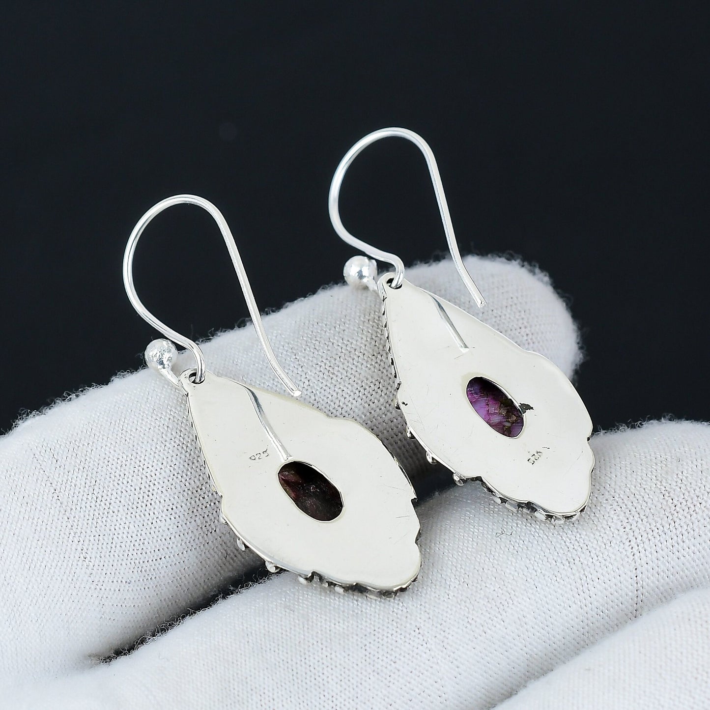 Orange Spiny Oyster Gemstone Earrings