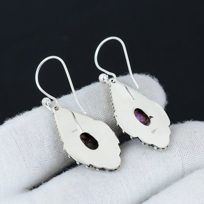 Orange Spiny Oyster Gemstone Earrings