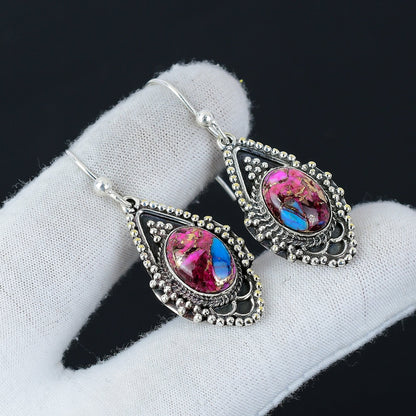 Orange Spiny Oyster Gemstone Earrings