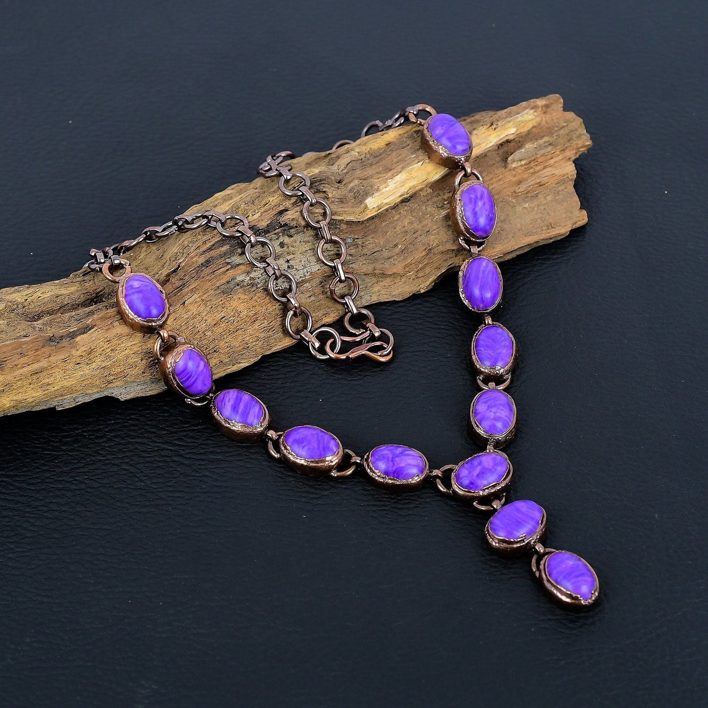 Purple Charoite Gemstone Copper Necklace