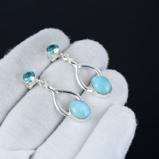 Larimar & Blue Topaz Sterling Silver Earrings