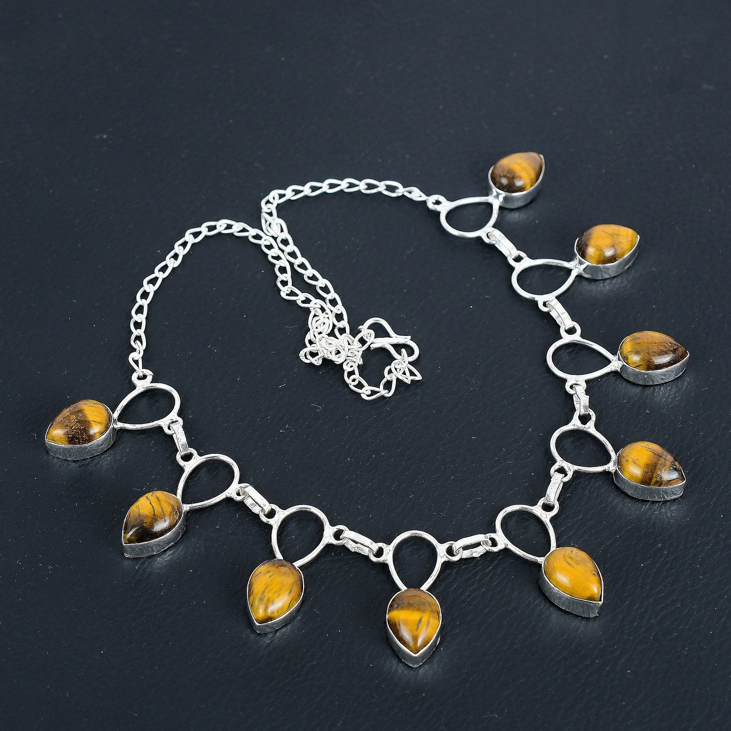 Brown Tiger Eye Sterling Silver Necklace
