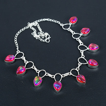 Pink Triplet Opal Necklace