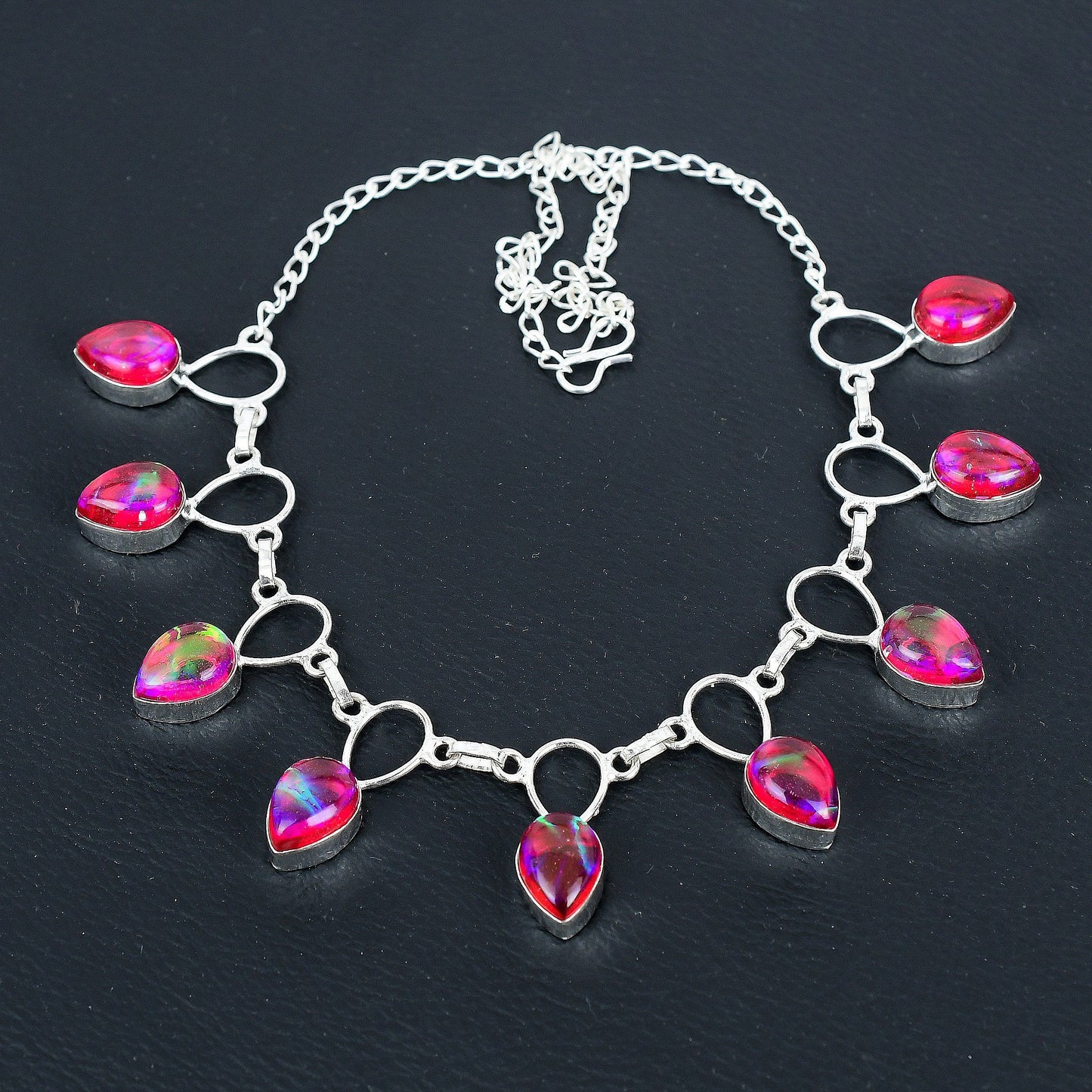 Pink Triplet Opal Necklace